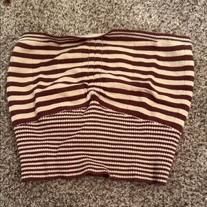 Full Tilt Maroon and Cream Striped Skirt